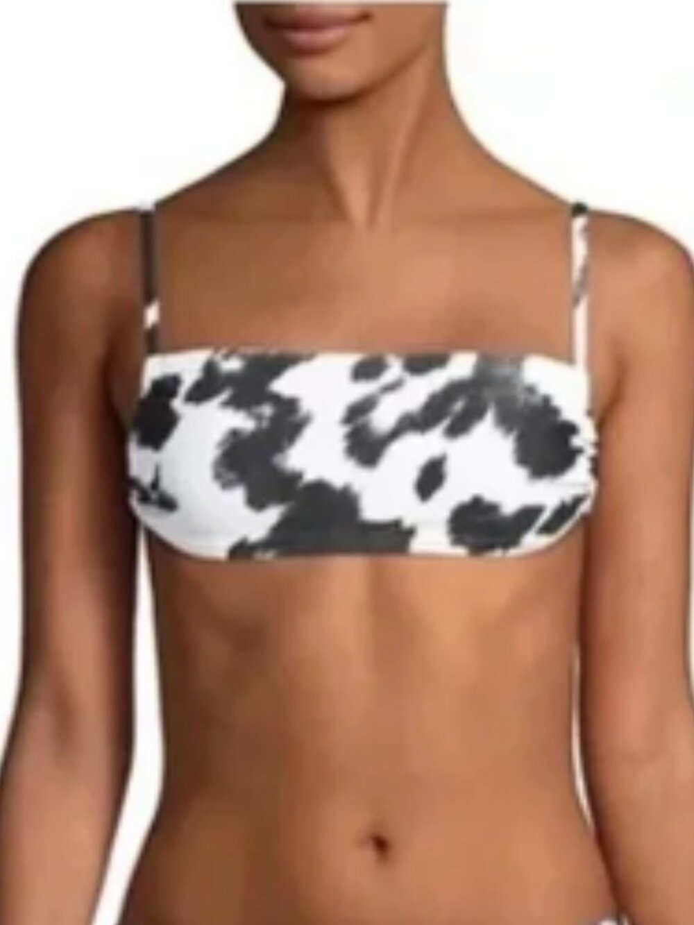 New! WeWoreWhat Leigh Cowhide Bikini Top Black and White - Picture 4 of 9